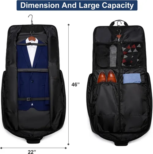 Miniatura 2 de Bolsa de ropa de viaje para hombres, bolsa grande de 40 pulgadas, bolsa de ropa de transporte para hasta 3 trajes para viajes de negocios, maleta