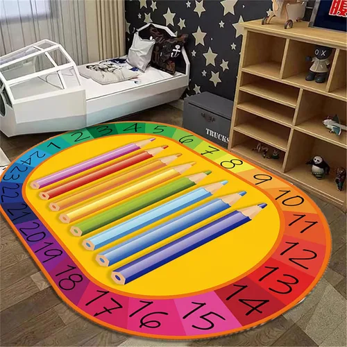 Miniatura 3 de Tapete de aprendizaje educativo para niños, 3 x 4 pies, tapete decorativo con diseño de planeta y alfabeto ABC, ovalado, grande, antideslizante