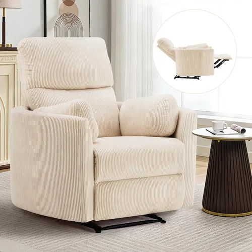 Miniatura 13 de Furnimart Small Manual Recliner Chair for Compact Spaces, Overstuffed Chenille, Chunky Cushion, Comfortable Single Sofa Recliner for Adults, Ideal