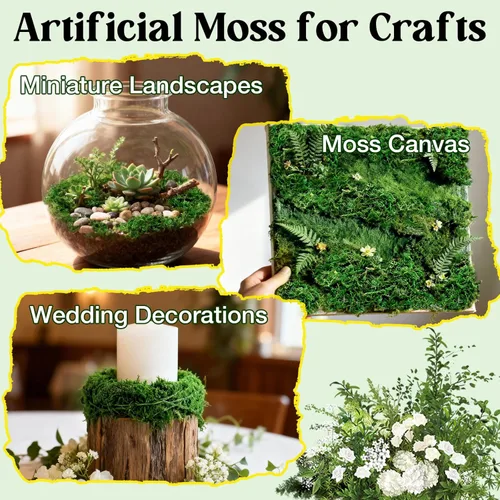 Miniatura 8 de Halatool Musgo verde falso para plantas de interior, 10 onzas de musgo artificial seco para manualidades, jardín de hadas, terrario, artes, 10oz