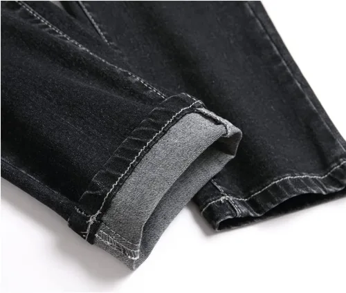 Miniatura 6 de Ginsiom Pantalones de mezclilla de motociclista para hombre, pierna recta, ajustados, desgastados, elásticos, para motocicleta