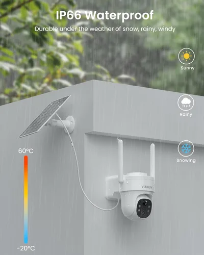 Miniatura 9 de VIZIUUY - Cámaras de seguridad solar inalámbricas para exteriores, 2 paquetes de cámaras de seguridad de 3MP inalámbricas para exteriores, cámara