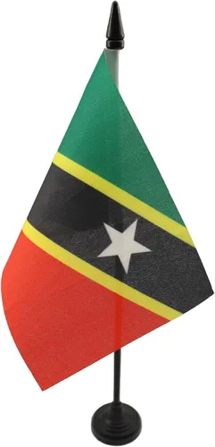 Miniatura 107 de Bandera de mesa de Anguila de 4 x 6 pulgadas, bandera de escritorio británica de Anguila, 5.9 x 3.9 in, palo y base de plástico negro AZ FLAG