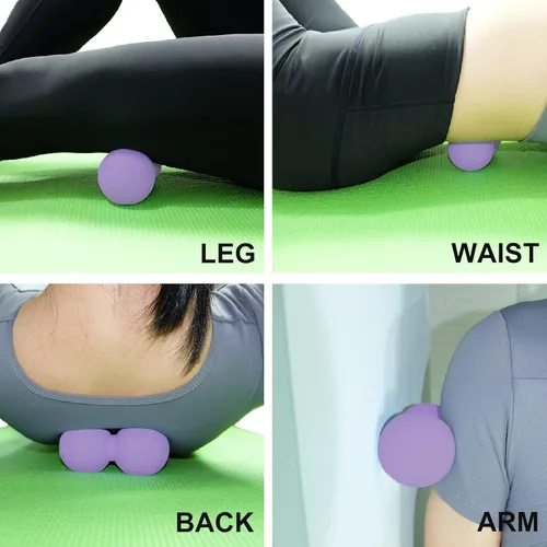 Miniatura 5 de Pelota de masaje de maní duro, bola de masaje de lacrosse doble. Rodillo de movilidad masajeador de tejido profundo para terapia física, liberación