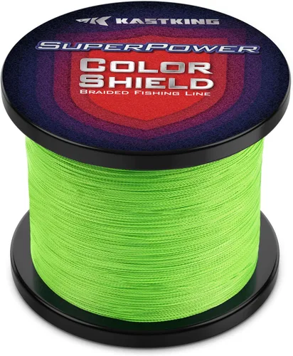 KastKing Superpower ColorShield - Sedal de pesca trenzado, color resistente, 100% fibra UHMWPE teñida en solución, superlínea suave y fuerte,