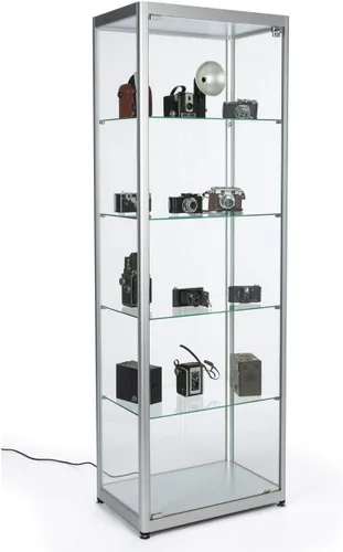 Miniatura 7 de Displays2go Vitrinas de 2 pies de ancho con iluminación de esquina - Negro (DCKDMT24B)