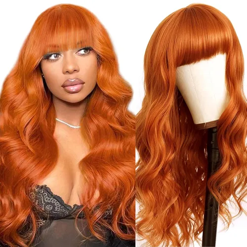 Miniatura 14 de Straight Human Hair Wigs with Bangs 180% Density 2x4 Lace Front Wigs with Bangs Closure Wear and Go Glueless Wigs 100% Brazilian Virgin Human Hair