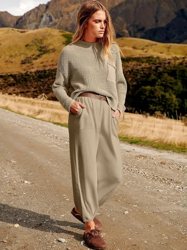 Miniatura 2 de ANRABESS Conjunto de dos piezas para mujer, de manga larga, tejido de punto, suéter de otoño, pantalones de gran tamaño, conjunto de chándal