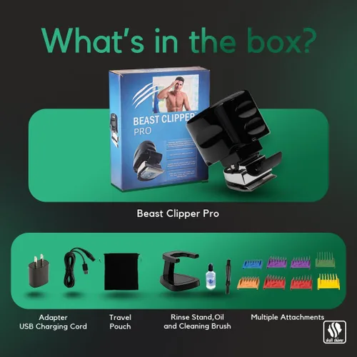 Miniatura 3 de Skull Shaver Beast Clipper Pro - Kit de corte de pelo y aseo para el hogar - Cuchillas de acero duraderas - Funcionamiento inalámbrico - Peines