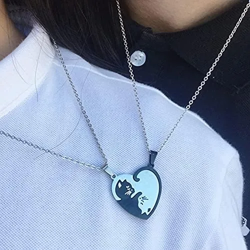 Miniatura 2 de Regalo de aniversario de Navidad para amigos, marido, esposa, collar de amistad de gato para 2 niñas y niños, collares a juego para mejores amigos