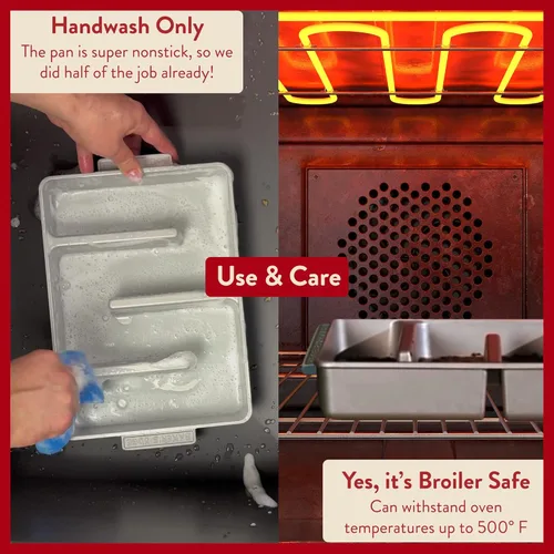 Miniatura 8 de Molde Baker's Edge para brownie – El Original – revestimiento antiadherente duradero, estructura de aluminio fundido de calibre pesado, 9 x 12