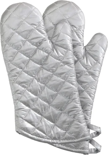 Miniatura 8 de New Star Foodservice Guantes de horno con defensa adicional, hasta 400F, tela entretejida plateada/silicona, 15 pulgadas, juego de 2