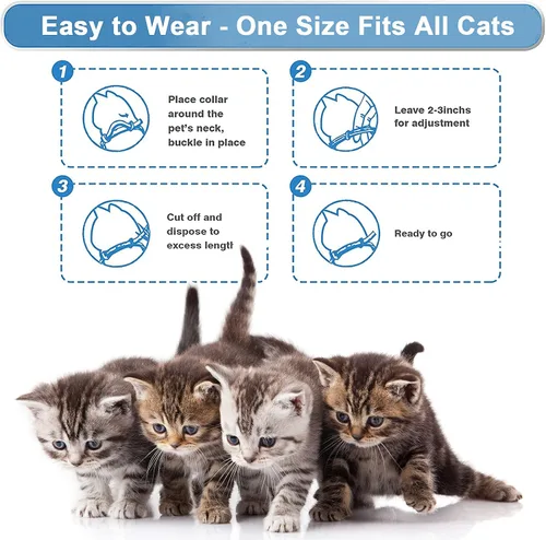 Miniatura 5 de Paquete de 3 collares ajustables para ansiedad, feromonas calmantes para gatos y gatitos, alivio del estrés, collar cómodo relajante (violeta)
