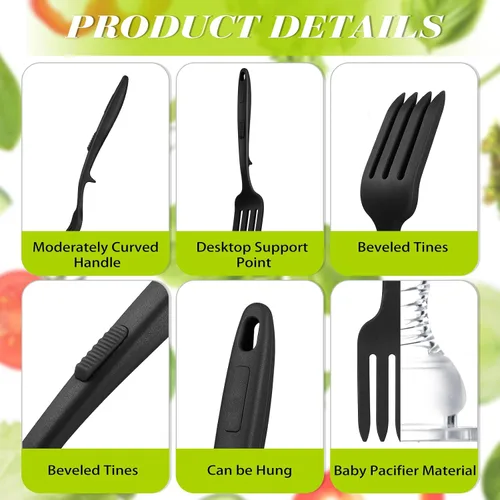 Miniatura 3 de Mixweer 2 tenedores flexibles de silicona de 11.6 pulgadas, resistente al calor, tenedor de cocina grande antiadherente para mezclar ingredientes