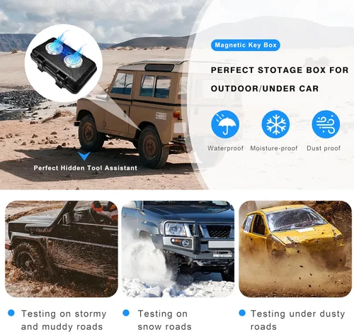 Miniatura 4 de Portallaves Magnético Debajo del Automóvil, Caja Magnética Impermeable para Llaves, Oculta una Llave en el Exterior con 2 Imanes Fuertes, Escondite