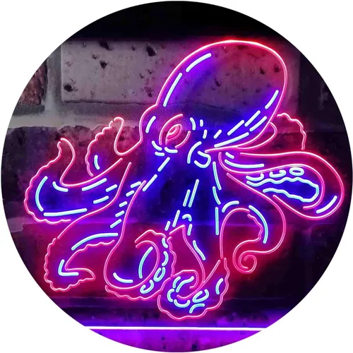 Miniatura 11 de ADVPRO Octopus Ocean Display Room Dual Color LED Neon Sign Azul y Rojo 12 x 8 pulgadas st6s32-i3734-br