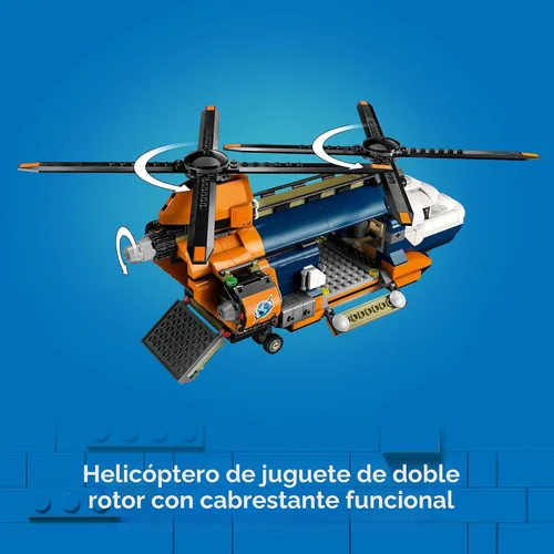 Miniatura 3 de LEGO City Jungle Explorer - Helicóptero de juguete explorador de la jungla en el campamento base, juego de construcción de aventuras para niños