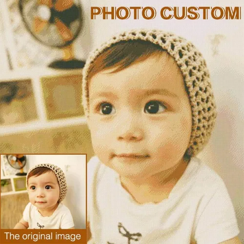 Miniatura 3 de COLEEY Pintura de diamante con foto personalizada 5D, 11.7 x 11.7 pulgadas, cuentas redondas, unisex, para todas las estaciones, no plegable