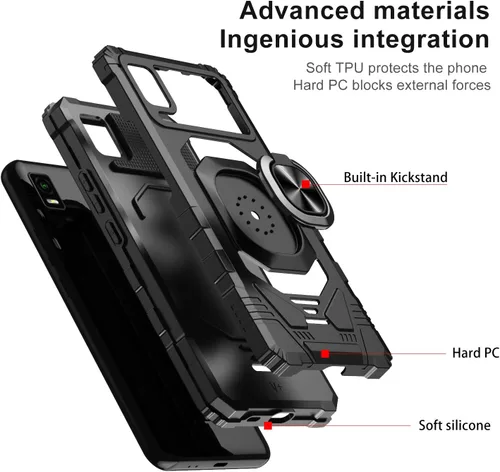 Miniatura 7 de Compatible con Cricket Debut Smart Case (2022) con protector de pantalla de vidrio templado, protector de cuerpo completo [grado militar], soporte