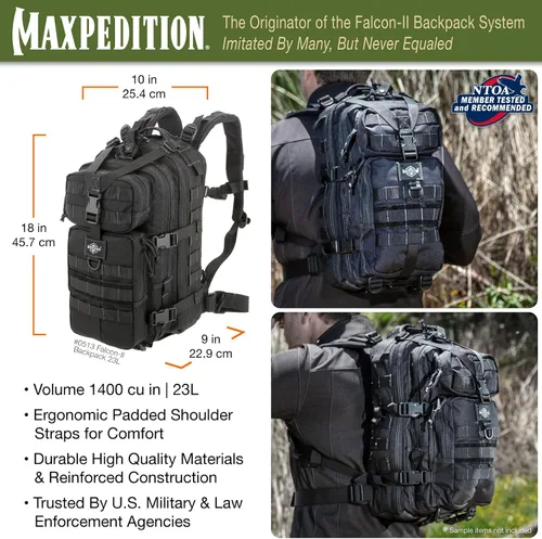 Miniatura 3 de Maxpedition Falcon-II Mochila, mochila táctica de 23 l, paquete de supervivencia, bolsa de emergencia, bolsa MOLLE para EDC, 0513