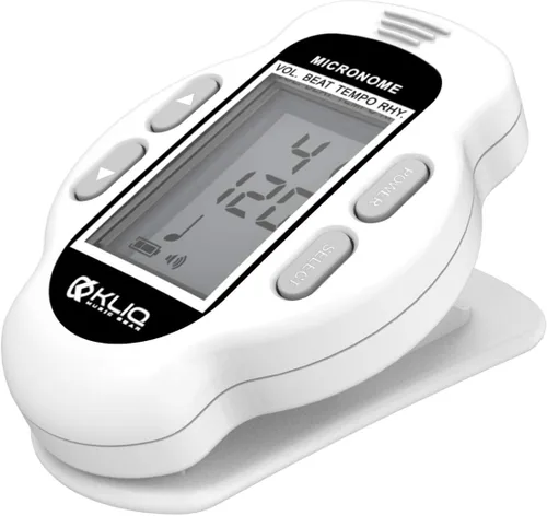 Miniatura 2 de KLIQ MicroNome - Mini metrónomo digital recargable - con altavoz (volumen digital, ritmo y ajuste de tempo) diseñado para su uso con piano, Blanco