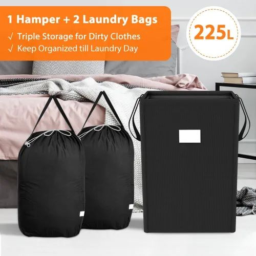 Miniatura 2 de MCleanPin Cesta de lavandería plegable de 225 litros con bolsas de lavandería, cesta de ropa sucia, cesta de lavandería con asas, cesta plegable