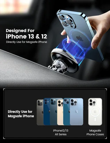 Miniatura 4 de eSamcore Magsafe - Soporte de coche magnético retráctil para salpicadero y parabrisas con ventosa para iPhone 17 Pro Max 16 15 14 13 12 y funda