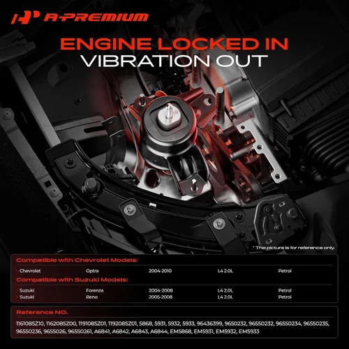 Miniatura 2 de A-Premium Juego de 4 soportes de transmisión de montaje de motor y soporte de puntal de torsión compatibles con Chevrolet Optra 2004-2010 y Suzuki
