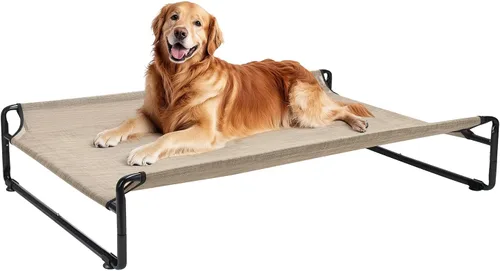 Veehoo Cama elevada para perros al aire libre, camas elevadas para perros grandes, cuna lavable con reposacabezas laterales, patas antideslizantes,