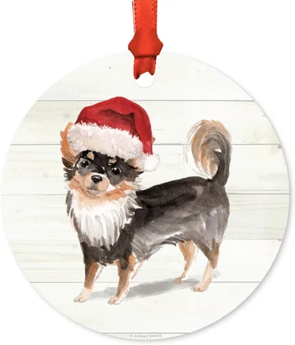 Miniatura 31 de Andaz Press Adorno de Navidad de metal personalizado para perro, perro y mascota, cocker spaniel con sombrero de Papá Noel, 1 paquete, incluye cinta