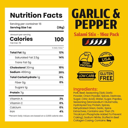 Miniatura 2 de Long John Snacks Palitos de salami secos – Paquete a granel de palitos de carne ahumada con alto contenido de proteínas, hechos a mano con cortes