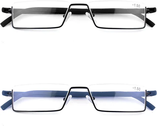 Miniatura 2 de Lentes de lectura de medio marco con estuche portátil, lentes de lectura delgados y ligeros para mujeres y hombres (2 pares 3.5)