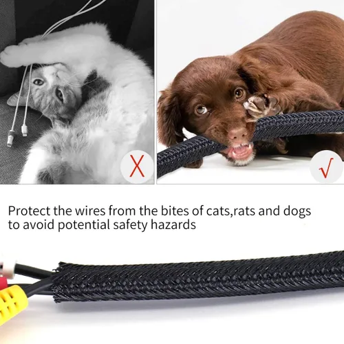Miniatura 2 de Funda de organización de cables, protege al gato de los cables de masticación, protector de cable de telar de alambre, manga dividida