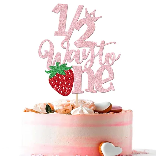 Miniatura 10 de 1 pieza de decoración para pastel de tercer cumpleaños con temática de fresa, flor brillante con temática de frutas dulces, decoración de pastel