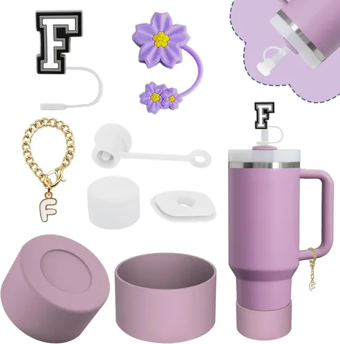 Stanley - Juego de accesorios para tazas, incluye 2 fundas para popote de 0.4 pulgadas, 1 tapón de silicona a prueba de derrames, 1 dije de mango de
