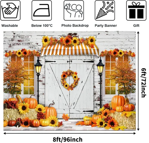 Miniatura 3 de Avezano Telones de fondo de otoño para fotografía, otoño, calabaza, girasol, cosecha de Acción de Gracias, vacaciones, sesión de fotos, fondo