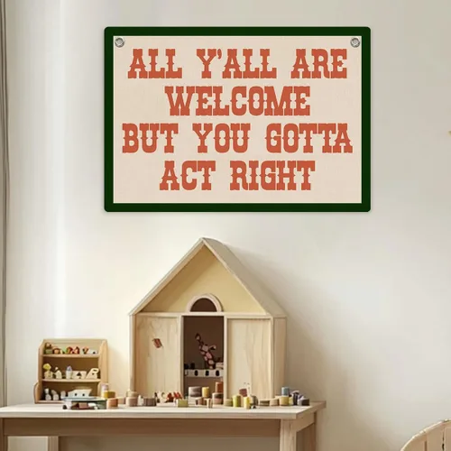 Miniatura 2 de Cartel de bienvenida divertido cartel de bienvenida, moderno retro para colgar en la pared, decoración de pared, bandera de pared, bandera de pared