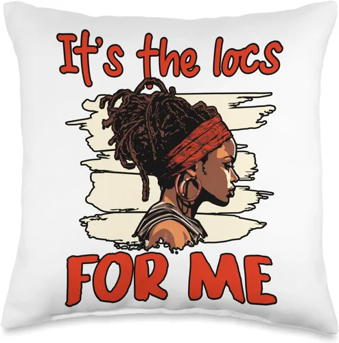 Locs Afro Dreadlocks Love Natural Beauty Hair It's the Locs for Me Afro Hair Black American African Girl Throw Pillow, 16x16, Multicolor