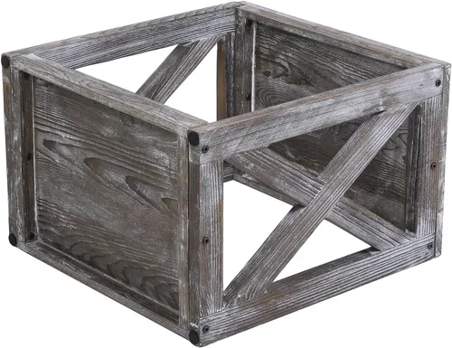 Miniatura 7 de MyGift Mesita de noche, mesa auxiliar gris rústica, mesita de noche de madera con diseño en X y estante inferior de almacenamiento