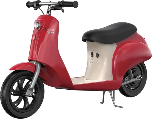 Razor Electric Retro Scooter para edades de 8 años en adelante, peso máximo de 170 lb, color rojo, con motor de 250W, neumáticos de 12" y batería de