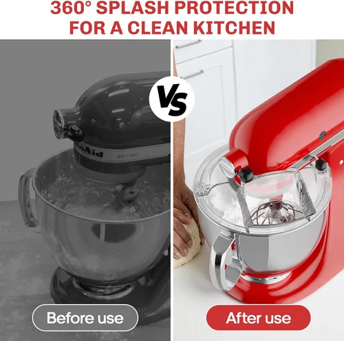 Miniatura 6 de Escudo de vertido para mezclador KitchenAid, protector contra salpicaduras para batidora de pie de ayuda de cocina, funciona con cuencos mezcladores