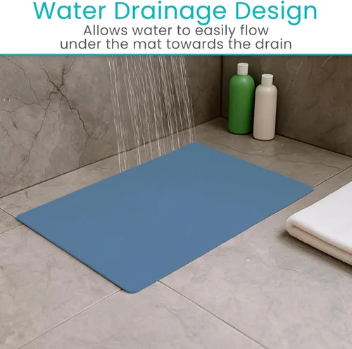 Miniatura 7 de Vive Tapete de baño antideslizante con ventosas, tapete de goma extragrande de 28 x 16 pulgadas para seguridad y comodidad, agarre patentado que