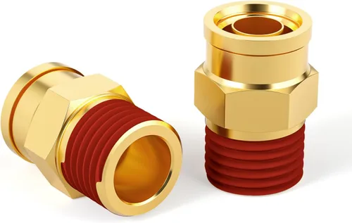 GASHER 2 piezas de latón DOT Push to Connect Fittings, 1/4" NPT x 1/4" OD recto tubo de empuje de aire accesorios de línea de freno de aire para