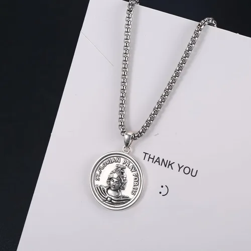 Miniatura 563 de Collar de plata de ley 925 con medalla de San Patrón, colgante de protección católica, amuleto, joyería religiosa para hombres y mujeres