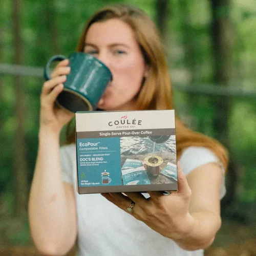 Miniatura 7 de Coulée EcoPour Coffee - Paquete variado de café para verter una sola porción, uso para acampar o viajar, compostable prellenado, todos los filtros