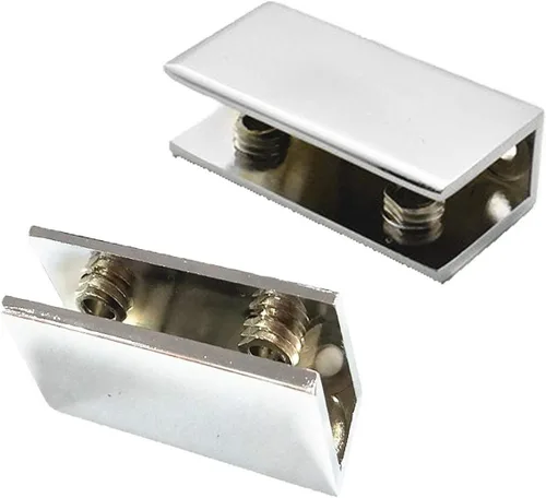 Miniatura 3 de XMHF Abrazadera de clip ajustable rectangular de acero inoxidable en tono plateado para vidrio de 0.236-0.394 in de grosor, paquete de 8