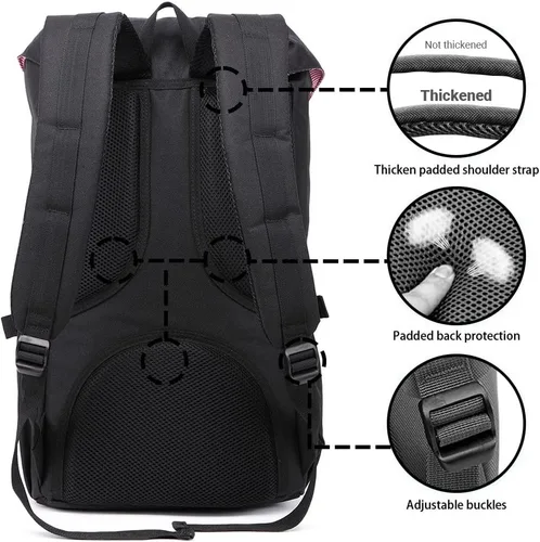 Miniatura 5 de Mochila para laptop Kaukko, senderismo y campamentos, mochila universitaria grande casual, mochila de hombro con capacidad para una laptop y Nailon