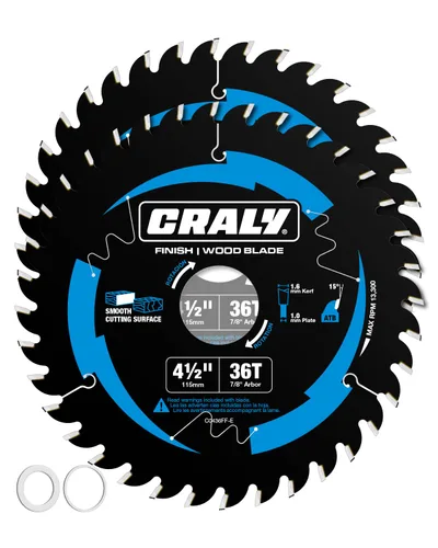 Miniatura 9 de CRALY Hoja de sierra circular de 3-3/8 pulgadas, 24 y 36 dientes, para corte de madera enmarcado/acabado fino, eje de 15mm, punta de carburo, corte