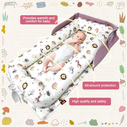 Miniatura 4 de Tumbona de bebé, tumbona portátil plegable para bebés, cubierta de nido de bebé, adecuada para 0-24 meses, tumbona para recién nacidos, nido de bebé