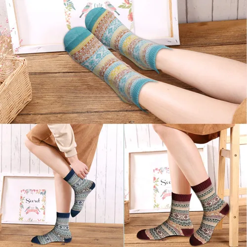 Miniatura 7 de MORECOO Calcetines de invierno para mujer, caja de regalo, tamaño libre, lana gruesa, suave, cálidos, calcetines casuales para mujer, calcetines